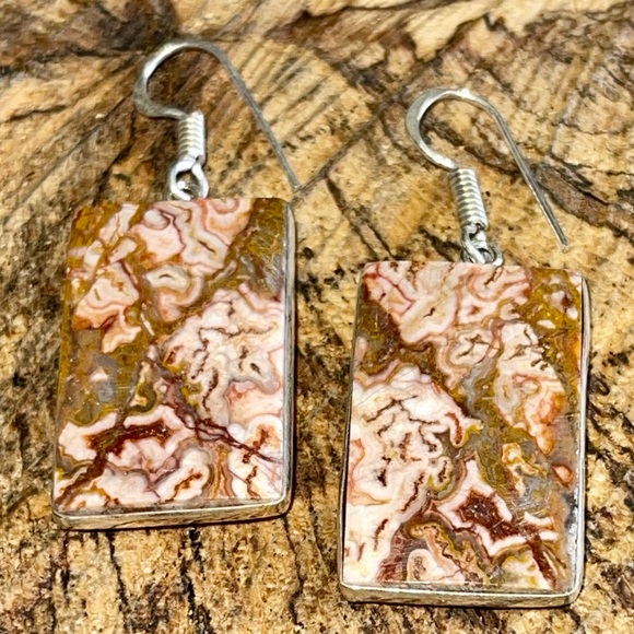 Crazy Lace Agate Earrings 1 7/8” - Picture 5 of 10